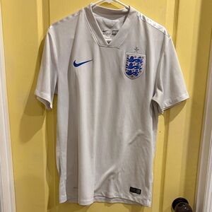 Nike White England Football Jersey with Blue Accents